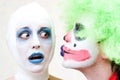 Two spooky clowns Royalty Free Stock Photo