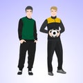 Two sports man with a soccer ball Royalty Free Stock Photo