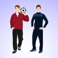 Two sports man with a soccer ball Royalty Free Stock Photo