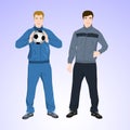 Two sports man with a soccer ball Royalty Free Stock Photo