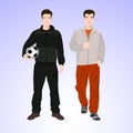 Two sports man with a soccer ball Royalty Free Stock Photo
