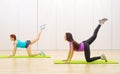 Two sporty girls at fitness club Royalty Free Stock Photo