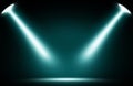 Two spotlight blue disco background. Royalty Free Stock Photo