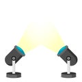 Two spotlights in flat style Royalty Free Stock Photo