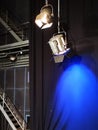 Two spotlights - one with a blue filter Royalty Free Stock Photo