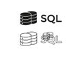 Two sql database icons representing structured query language data storage and retrieval Royalty Free Stock Photo