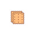 Two square cookies. Front and back view. Colored vector illustration and icons on a white background. Royalty Free Stock Photo