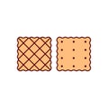 Two square cookies. Front and back view. Colored vector illustration and icons on a white background. Royalty Free Stock Photo