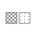 Two square cookies. Front and back view. Vector illustration and icons. Outline and line style. Royalty Free Stock Photo