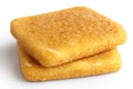 Two square golden fried cheeses