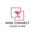 Wine line connected logo template