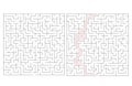 Two square mazes one solved with a red line solution Royalty Free Stock Photo