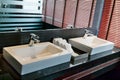 Two square sink in the bathroom