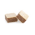 Two square wafer biscuits isolated on white Royalty Free Stock Photo