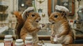 Two Squirrels in a Kitchen Royalty Free Stock Photo