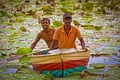 Two Sri Lankan fishermen in a lotus pond