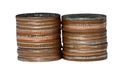 Two stack row of national currency coin for business, saving