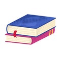 Two stacked books bookmarks school study concept. Education knowledge vector