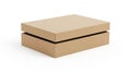 Two stacked brown cardboard boxes with minimalist design and clean edges Royalty Free Stock Photo