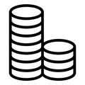 Two stacks of coins icon, outline style Royalty Free Stock Photo