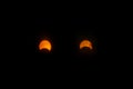 Two stages of solar eclipse view from India, when the moon gets between Earth and the sun Surya Grahan Royalty Free Stock Photo