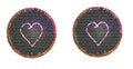 Two mosaic hearts in a circle