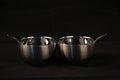Two Stainless Steel Bowls And Two Stainless Steel Spoons.