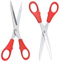 Two standard scissors with red handles isolated Royalty Free Stock Photo