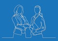 Two standing business women - continuous line drawing Royalty Free Stock Photo