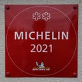Two Star Michelin Guide plaque at the Two Star Michelin and Relais Chateaux award-winning Restaurant Le Parc