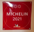 Two Star Michelin Guide plaque at the Two Star Michelin Aquavit restaurant in Midtown Manhattan