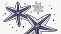 Two Starfish Celestial. Ocean and Stars Vector Illustration, vector design Generative AI Royalty Free Stock Photo