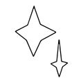 Two stars are drawn in the style of Doodle.Black and white image.Monochrome design.Outline drawing by hand.Coloring.Vector