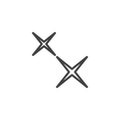 Two stars flare line icon