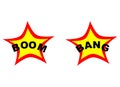 Illustration Cartoon Fun Two Stars - Boom and Bang - Graphic Element - Film - Movie Words Expression Sound Explosion Weapon