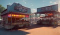 two state fair trailers hyper detailed nostalgic with neon