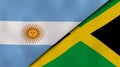 The flags of Argentina and Jamaica. News, reportage, business background. 3d illustration