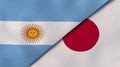 The flags of Argentina and Japan. News, reportage, business background. 3d illustration