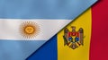 The flags of Argentina and Moldova. News, reportage, business background. 3d illustration
