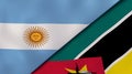 The flags of Argentina and Mozambique. News, reportage, business background. 3d illustration