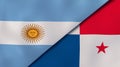 The flags of Argentina and Panama. News, reportage, business background. 3d illustration