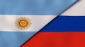 The flags of Argentina and Russia. News, reportage, business background. 3d illustration