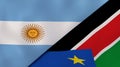 The flags of Argentina and South Sudan. News, reportage, business background. 3d illustration