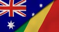 The flags of Australia and Congo. News, reportage, business background. 3d illustration