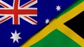 The flags of Australia and Jamaica. News, reportage, business background. 3d illustration