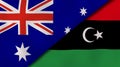 The flags of Australia and Libya. News, reportage, business background. 3d illustration