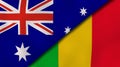 The flags of Australia and Mali. News, reportage, business background. 3d illustration