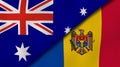 The flags of Australia and Moldova. News, reportage, business background. 3d illustration