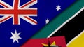 The flags of Australia and Mozambique. News, reportage, business background. 3d illustration