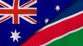 The flags of Australia and Namibia. News, reportage, business background. 3d illustration